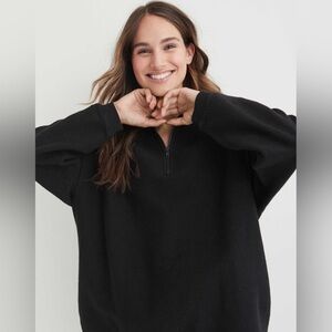 Aerie Black Quarter-Zip Sweatshirt